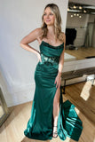 Green Strapless Satin Mermaid Formal HZ0307