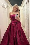 Strapless Royal Blue Ruched A-line Long Formal HZ0307