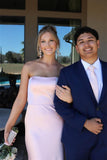 Pink Strapless Fitted Long Prom HZ0307