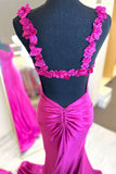 Fuchsia Satin Fitted Long Prom Dress with HZ0307