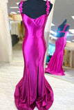 Fuchsia Satin Fitted Long Prom Dress with HZ0307