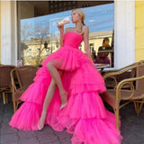 LTP0948,Princess A Line High Low Strapless Pink Long Prom/Evening Dress HZ0307
