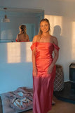 Off the Shoulder Coral Sheath Long Party HZ0307