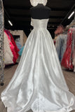 Strapless White Satin A-line Long Formal HZ0307