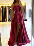 LTP1656,Simple Long Evening Dress Spaghetti Straps Prom Dresses With Slit,Custom Made Formal HZ0307