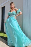 Sweetheart Chiffon Appliques Long Prom HZ0307