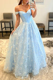 Light Blue Butterflies Ball Gown, Long Prom HZ0307