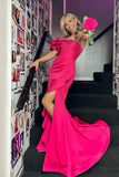 Ruffles One Shoulder Fuchsia Mermaid Long Formal HZ0307