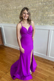 Purple Spaghetti Strap Ruched Mermaid HZ0307