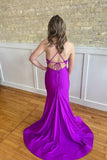 Purple Spaghetti Strap Ruched Mermaid HZ0307