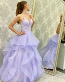 LTP0971,Princess Lavender A-line Ruffles Long Formal HZ0307