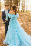 Ruffles Off the Shoulder Corset A-line Long Formal HZ0307