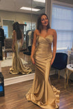 Swetheart Champagne Satin Mermaid Long Formal HZ0307