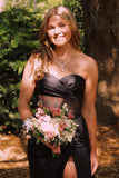 Sweetheart Black Sheer Corset Long Formal HZ0307