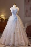 Sweetheart Blue Ruched A-line Prom HZ0307