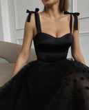 LTP1024,Charming black homecoming dresses sweetheart tea length long evening prom HZ0307