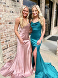 LTP1266, Simple satin long prom dress, satin evening HZ0307