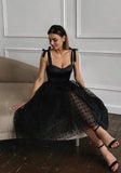 LTP1024,Charming black homecoming dresses sweetheart tea length long evening prom HZ0307