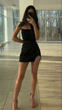 LTP1831,Sexy Black Sleeveless Bodycon Homecoming Dresses With Beaded HZ0307