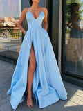 LTP0892,Gorgeous Spaghetti-Straps Sleeveless Prom Dress Split With HZ0307