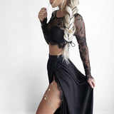 LTP1094,Sexy black two pieces lace prom dresses black chiffon evening HZ0307