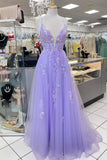Straps Lavender Sequin Appliques A-line Formal HZ0307