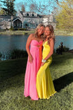 Sweetheart Yellow Chiffon Keyhole Long Formal HZ0307