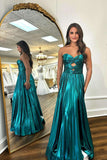 Sweetheart Blue Metallic Pleated Long Formal HZ0307