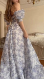 Floral Prom Dresses, Off The Shoulder Party Dress, Chiffon Evening HZ0307