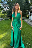 Halter Fuchsia Satin Empire Long Formal HZ0307