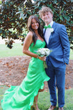Strapless Green Silk Long Party Dress with HZ0307