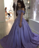 LTP0641,Lilac off the shoulder ball gown applique prom HZ0307