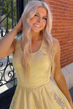 LTP1597,Yellow Cutout Back A-Line Formal Dress with Rhinestones Evening HZ0307