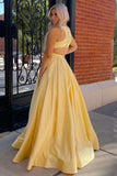 LTP1597,Yellow Cutout Back A-Line Formal Dress with Rhinestones Evening HZ0307