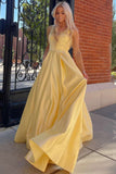 LTP1597,Yellow Cutout Back A-Line Formal Dress with Rhinestones Evening HZ0307