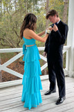 Blue Chiffon Cutouts Tiered Party HZ0307
