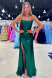 Strapless Purple Metallic Draped Prom HZ0307