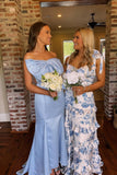 Strapless Light Blue Bow Mermaid Long Formal HZ0307