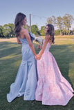 Strapless Light Blue Bow Mermaid Long Formal HZ0307