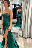 Sweetheart Green Lace and Satin Mermaid Prom HZ0307