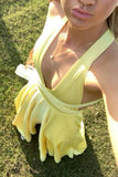 Plunge Yellow A-line Long Formal Dress with HZ0307