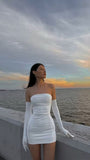 LTP1838,Sexy White Strapless Tight School Homecoming Dresses, Mini Celebrating HZ0307