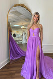 Pleated Lilac Keyhole A-line Long Formal HZ0307