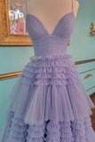 Straps Periwinkle Tulle Ruffles A-line Formal HZ0307