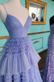 Straps Periwinkle Tulle Ruffles A-line Formal HZ0307