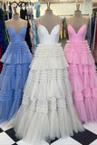 Straps Periwinkle Tulle Ruffles A-line Formal HZ0307