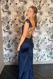 Green Satin and Chiffon Ruffle Fitted Long Formal HZ0307