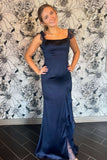 Green Satin and Chiffon Ruffle Fitted Long Formal HZ0307