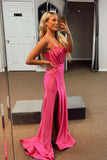 Straps Hot Pink Fitted Long Formal Dress with HZ0307