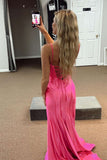 Straps Hot Pink Fitted Long Formal Dress with HZ0307